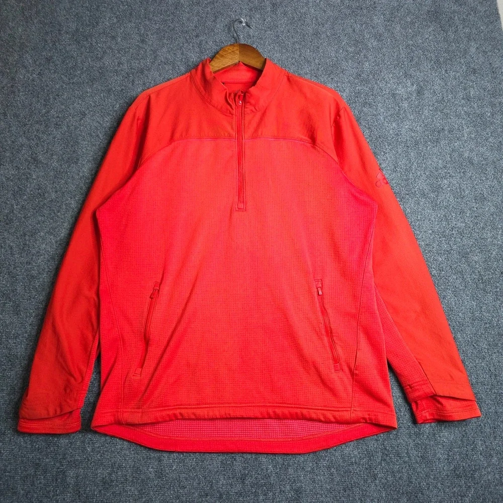 Adidas Go To 1/4 Zip Pullover Sweatshirt Mens Large Red Terry Long Sleeve Golf